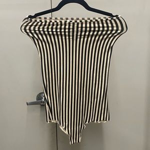American apparel Cream Striped Strapless Bodysuit